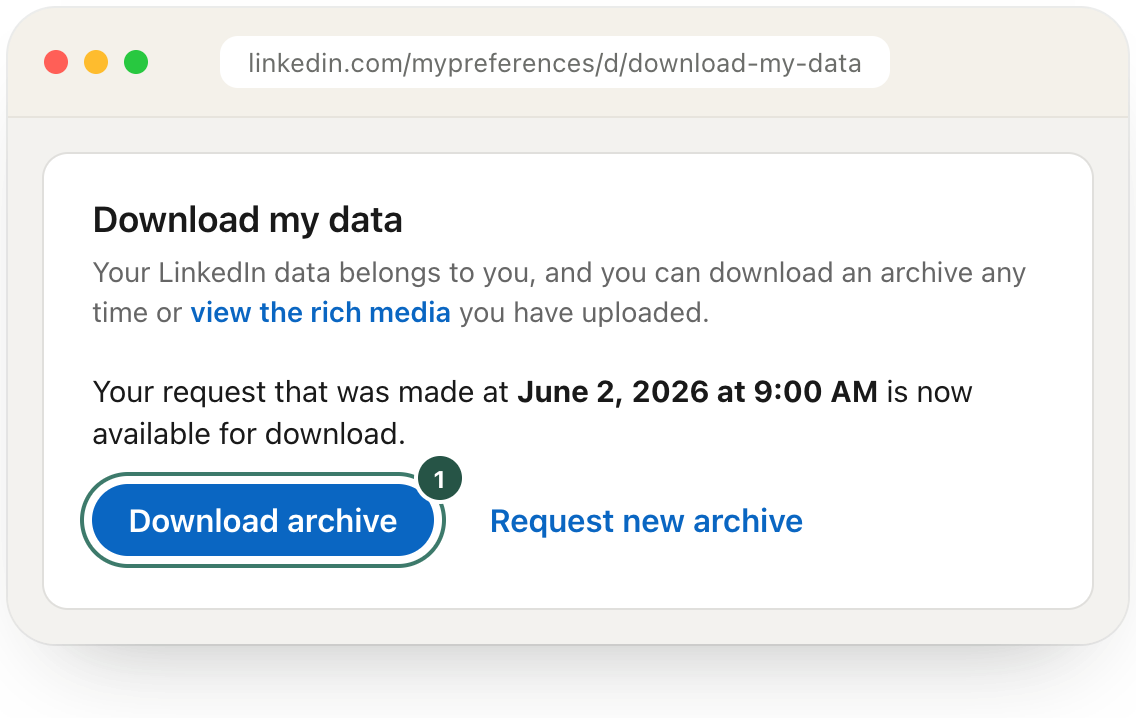 Once the archive is ready, select Download archive.